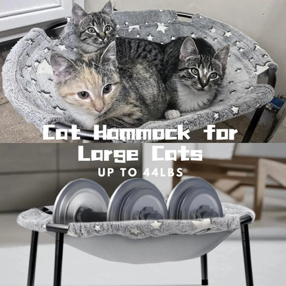 POMESEA Desk & Floor Cat Hammock,Soft Elevated Pet Bed for Dogs & Cats, Glow in the Dark,Napping Spot,Raised Cozy Hammock,Cat Lounge Furniture