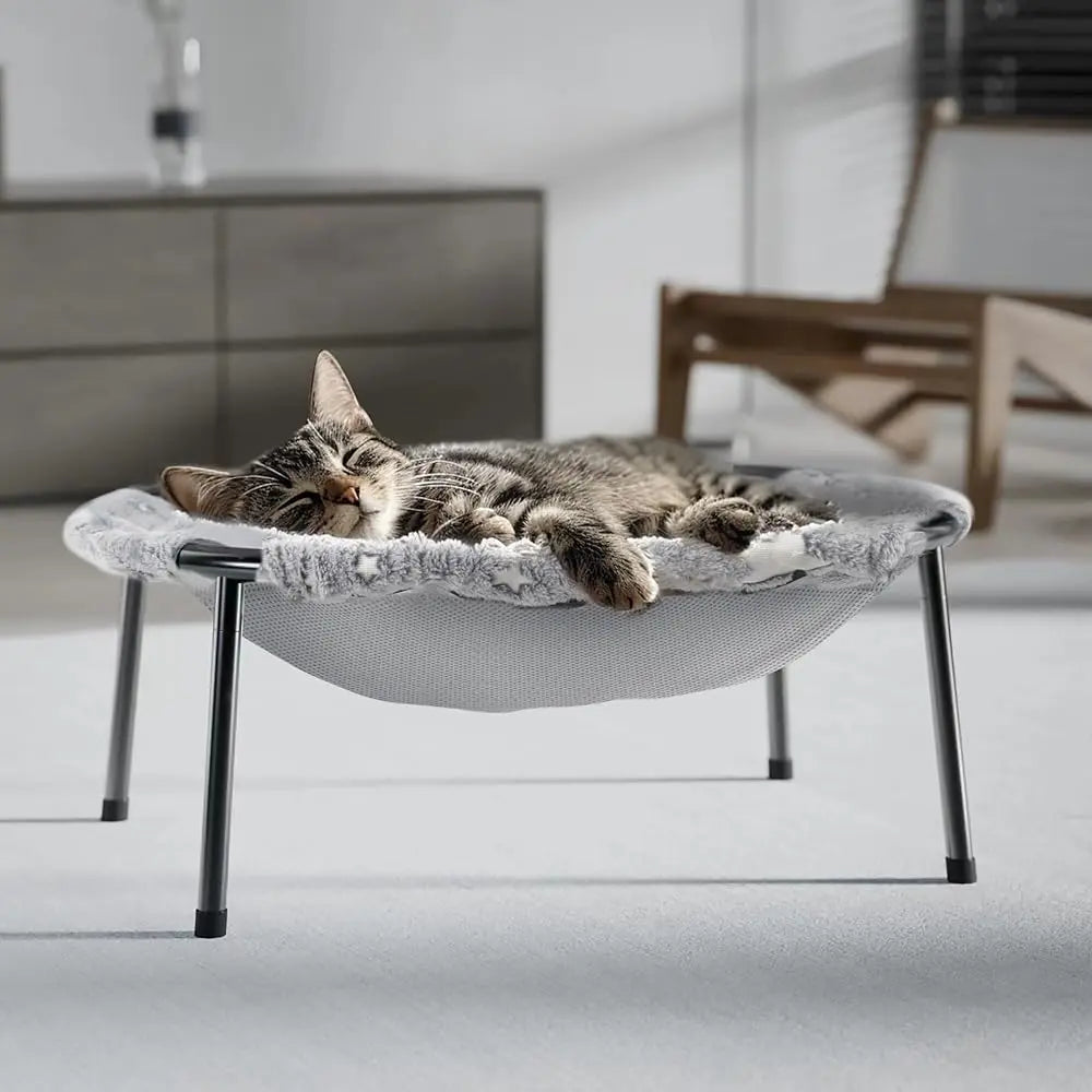 POMESEA Desk & Floor Cat Hammock,Soft Elevated Pet Bed for Dogs & Cats, Glow in the Dark,Napping Spot,Raised Cozy Hammock,Cat Lounge Furniture