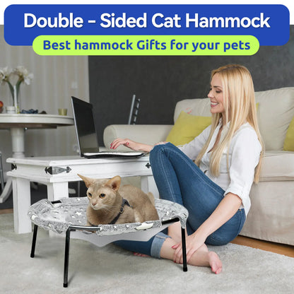 POMESEA Desk & Floor Cat Hammock,Soft Elevated Pet Bed for Dogs & Cats, Glow in the Dark,Napping Spot,Raised Cozy Hammock,Cat Lounge Furniture