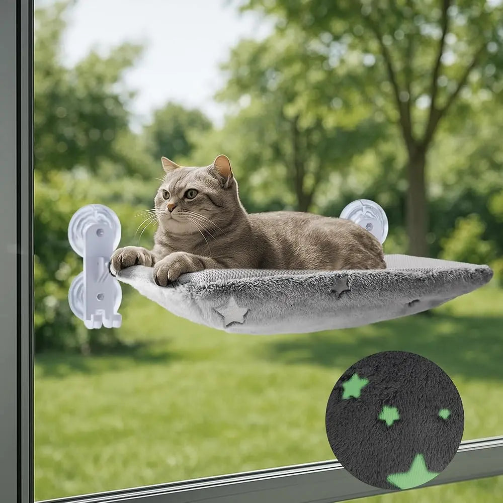 POMESEA Desk & Floor Cat Hammock,Soft Elevated Pet Bed for Dogs & Cats, Glow in the Dark,Napping Spot,Raised Cozy Hammock,Cat Lounge Furniture